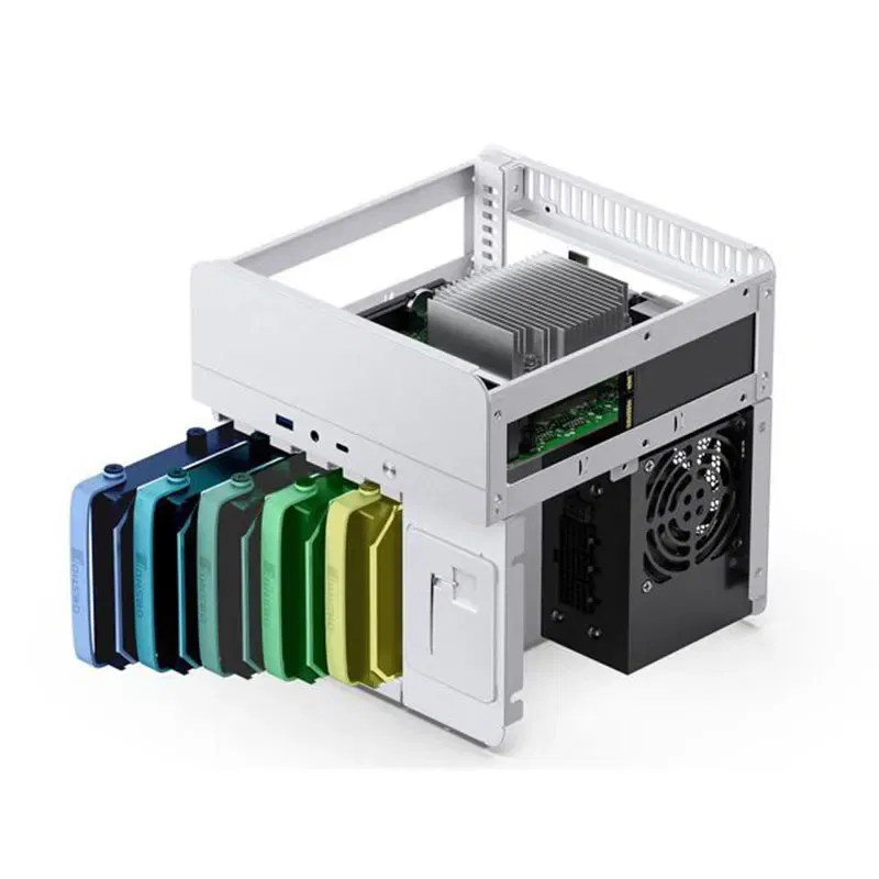 Color: Silver - JONSBO N2 ITX Mini NAS Server Small Case All-In-One Aluminum Suitcase Portable Case 5 Hard Disk Location Hot-Swappable Chassis