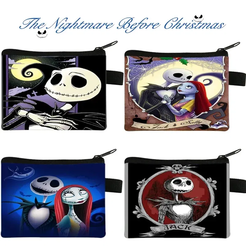 Color: black - The Nightmare Before Christmas Coin Purse Female Wallets Portable ID Card Holders Children's Key Storage Bag Birthday Gifts