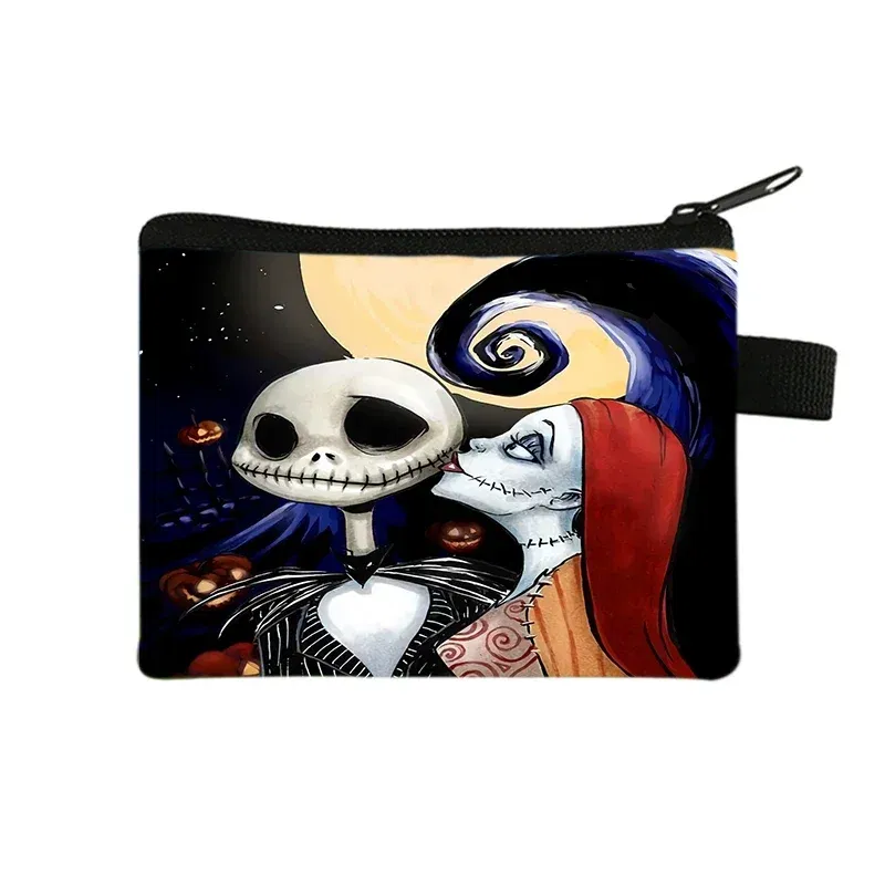 Color: black - The Nightmare Before Christmas Coin Purse Female Wallets Portable ID Card Holders Children's Key Storage Bag Birthday Gifts