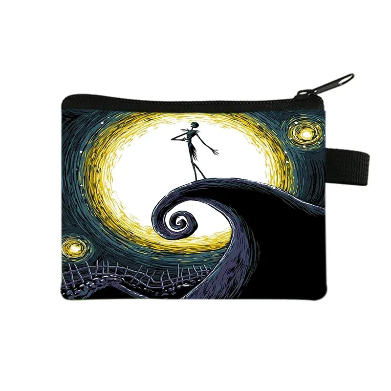 Color: black - The Nightmare Before Christmas Coin Purse Female Wallets Portable ID Card Holders Children's Key Storage Bag Birthday Gifts