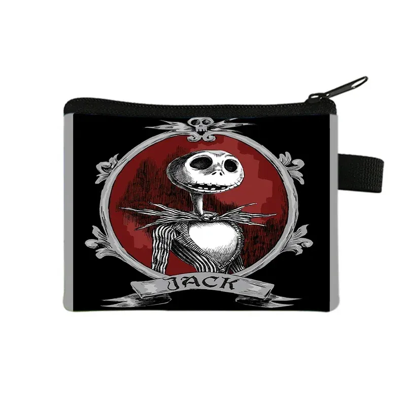 Color: black - The Nightmare Before Christmas Coin Purse Female Wallets Portable ID Card Holders Children's Key Storage Bag Birthday Gifts