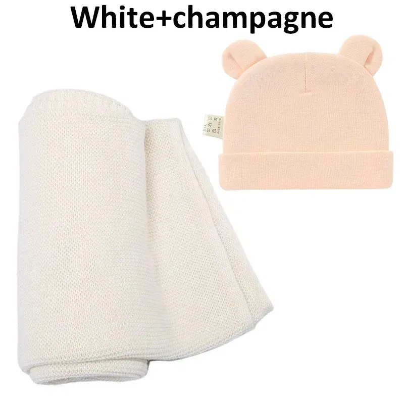 Color: Pink, Size: Option 1, Ships From: CN - Personalized Baby Name Newborn Cotton Beanie and Knitted Blanket Set Embroidered Name Covering and Cute Hat Gift Set
