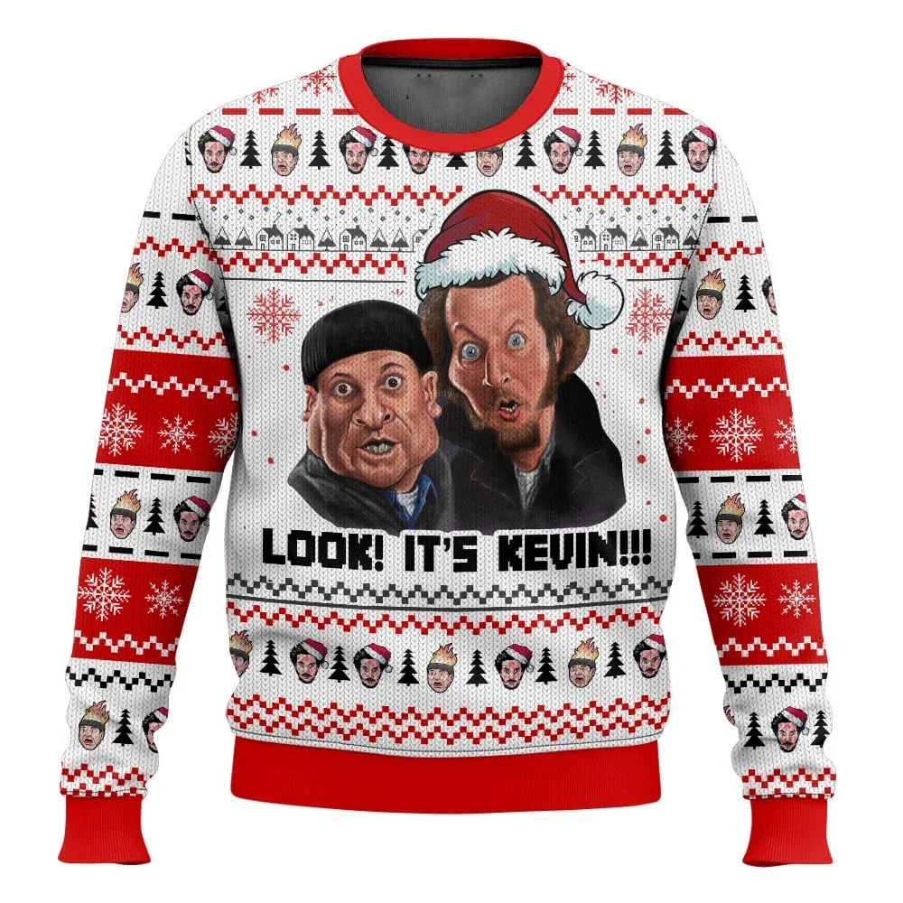 Color: WHITE, Size: S, Ships From: CHINA - Merry Christmas alone at home Ugly Christmas sweater cartoon animation Men's pullover 2026 fashionable couple shirts Sweatshirt