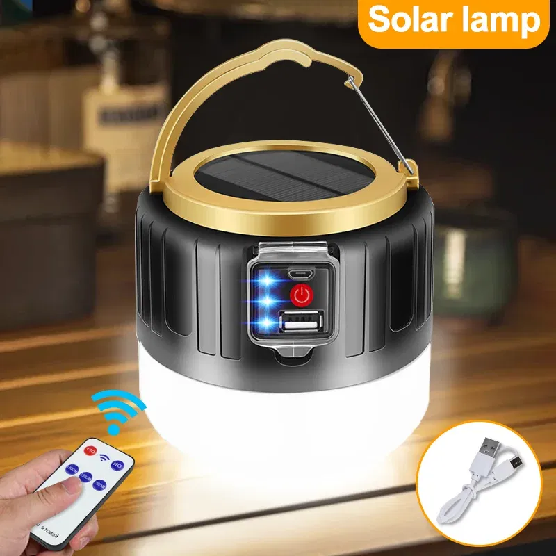 Wattage: 4.5 W - Solar LED Camping Light USB Rechargeable Tent Lamp Outdoor Waterproof Emergency Lights Portable Lanterns Energy Saving Bulb