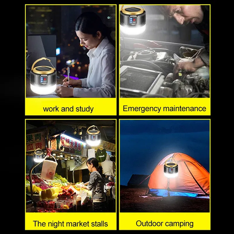 Wattage: 4.5 W - Solar LED Camping Light USB Rechargeable Tent Lamp Outdoor Waterproof Emergency Lights Portable Lanterns Energy Saving Bulb