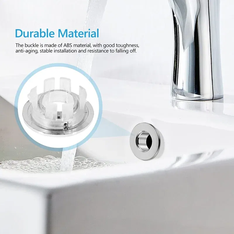 Color: WHITE - Bathroom Basin Faucet Sink Overflow Cover Brass Six-foot Ring Insert Replacement Hole Cover Cap Chrome Trim Bathroom Accessories