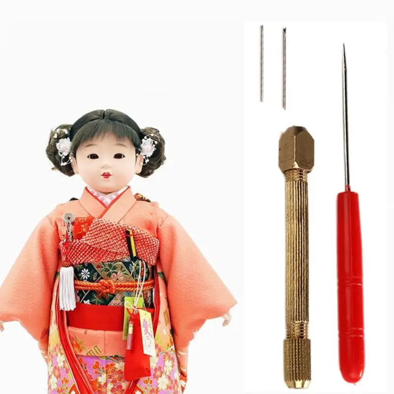Color: Red - 1set DIY Doll Hair Toll Set 0.6/0.8mm Doll Hair Rooting Reroot Rehair Tool