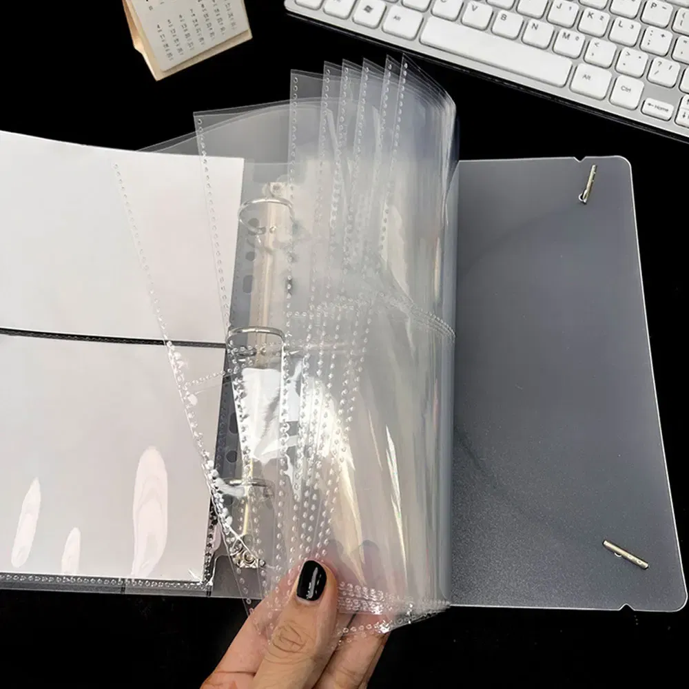 Color: Blue - A5 3/7 Ring Photocards Binder Sleeve 1/2/4/6 Pockets Clear Acid Free 6x4 Photo Album Refill Pages Trading Card Postcard Sleeve