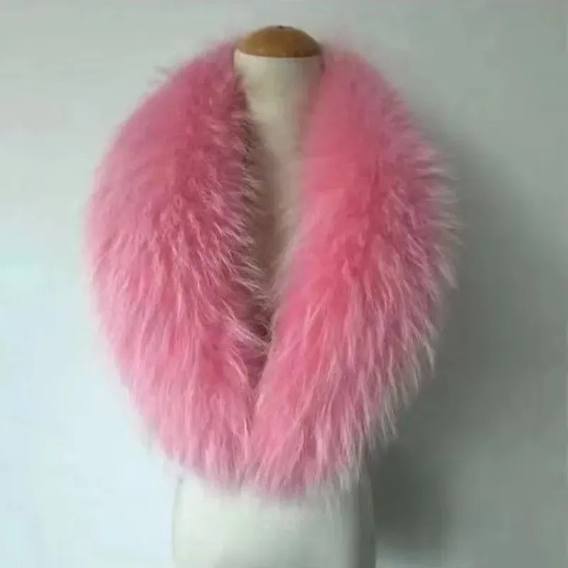 Color: Bright Yellow, Size: S - Winter Real Fox Fur Collar Woman Furry Natural Raccoon Fur Scarf Shawls Luxury Neck Warmer Wraps For Coat Fur Scarves Large Size
