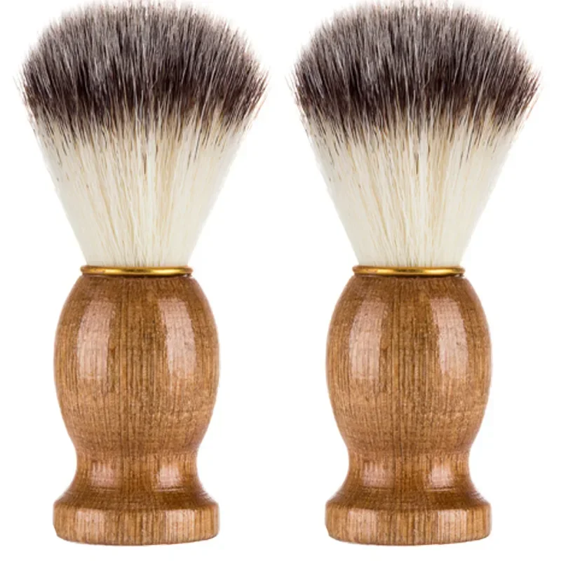 Color: Orange - 1pc High Quality Men Shaving Beard Brush Badger Hair Shave Wooden Handle Facial Cleaning Appliance Pro Salon Tool