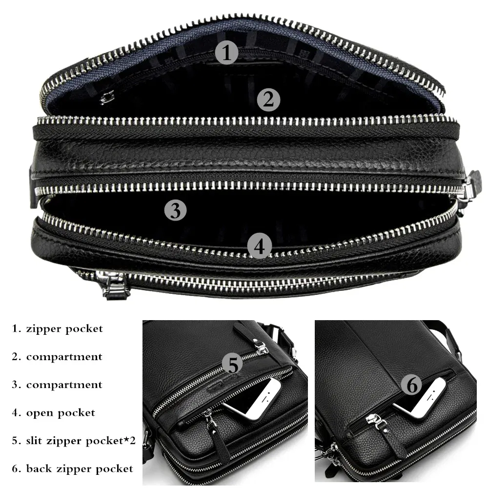 Color: Ivory, Ships From: CN - BISON DENIM Classic Black Male Bag Genuine Leather Business Crossbody Bag iPad Mens Messenger Bag Casual bolsas male N2845