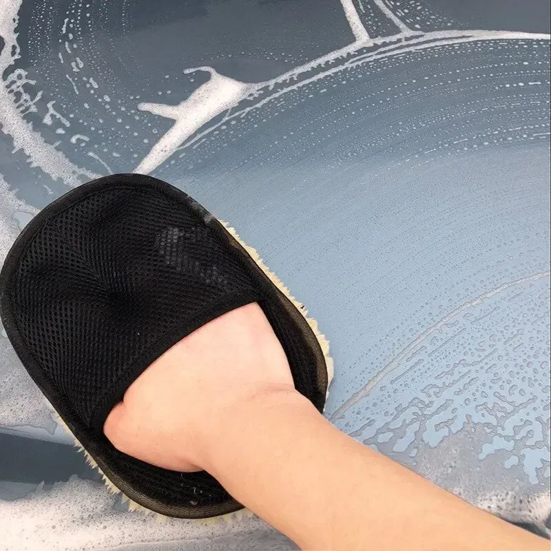Color: Blue - Car Washing Imitation Wool Gloves Thickened Plush Car Wiping Gloves Waxing Polishing Car Cleaning Products cleaning cloth