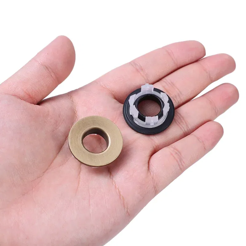 Color: WHITE - Bathroom Basin Faucet Sink Overflow Cover Brass Six-foot Ring Insert Replacement Hole Cover Cap Chrome Trim Bathroom Accessories