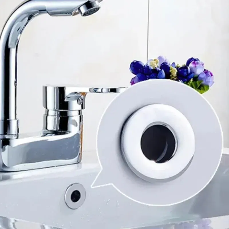 Color: WHITE - Bathroom Basin Faucet Sink Overflow Cover Brass Six-foot Ring Insert Replacement Hole Cover Cap Chrome Trim Bathroom Accessories
