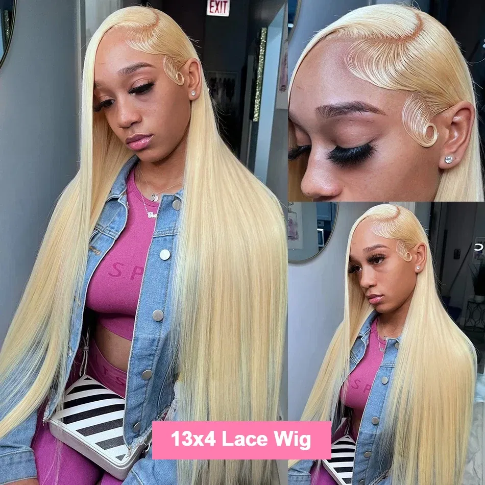Hair Color: #14, Stretched Length: 36inches, Density: 180%, Ships From: CHINA - Blonde 613 Hd Lace Frontal Wig 13x6 13x4 Transparent Hd Lace Front Wig 30 Inch Brazilian Bone Straight Colored Human Hair Wigs