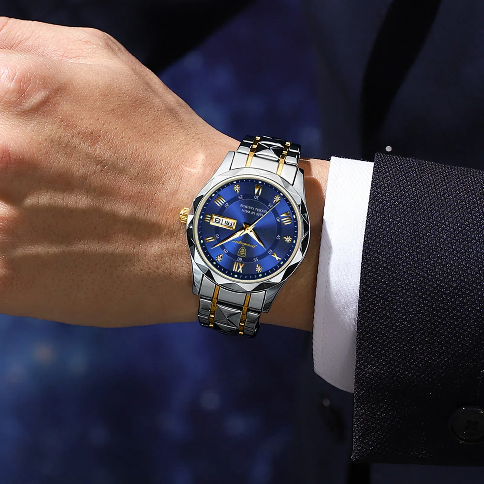 Color: Rose - POEDAGAR Top Luxury Men Quartz Watch For Men Sports Waterproof Luminous Stainless Steel Date Week Men's Watches Male Clock reloj