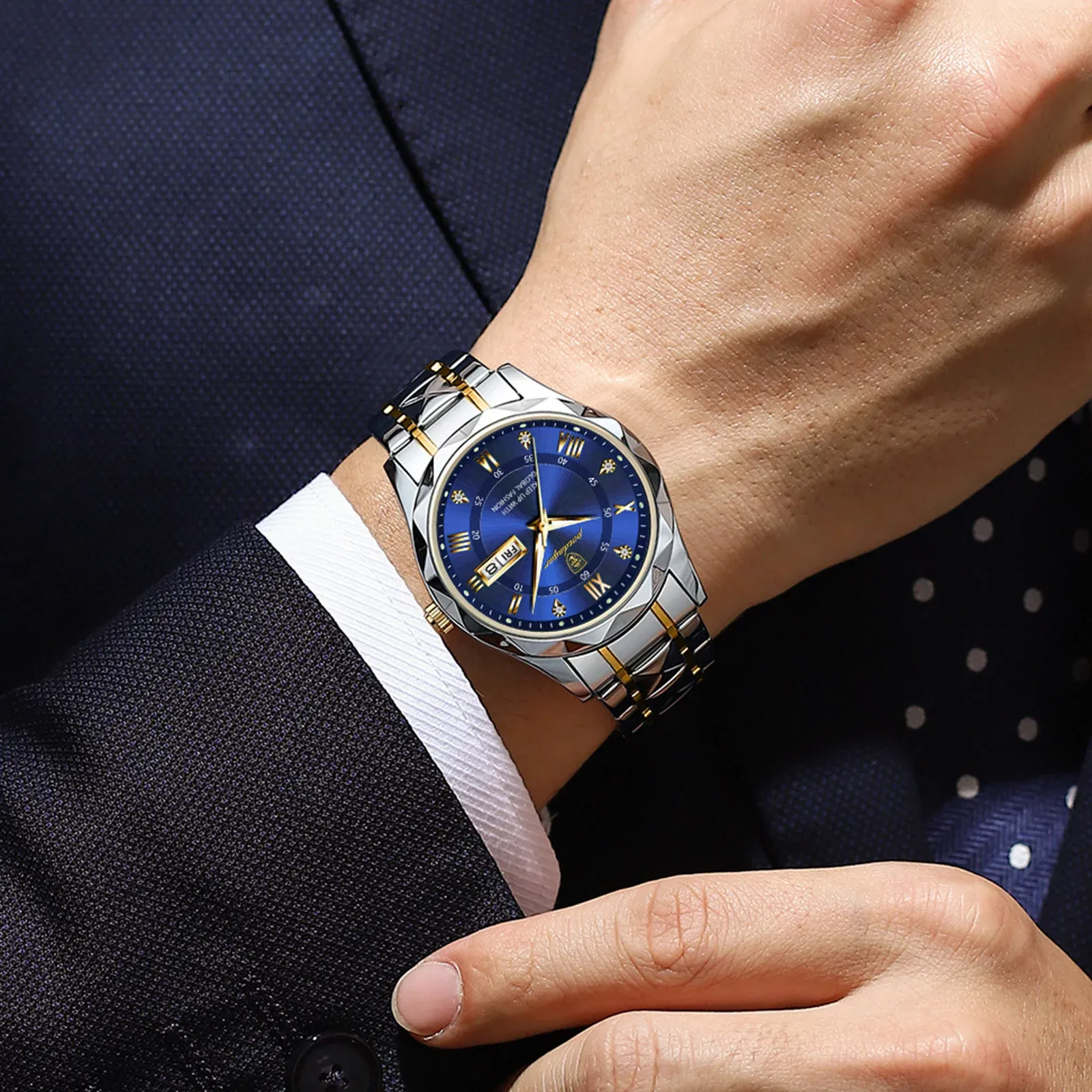 Color: Rose - POEDAGAR Top Luxury Men Quartz Watch For Men Sports Waterproof Luminous Stainless Steel Date Week Men's Watches Male Clock reloj
