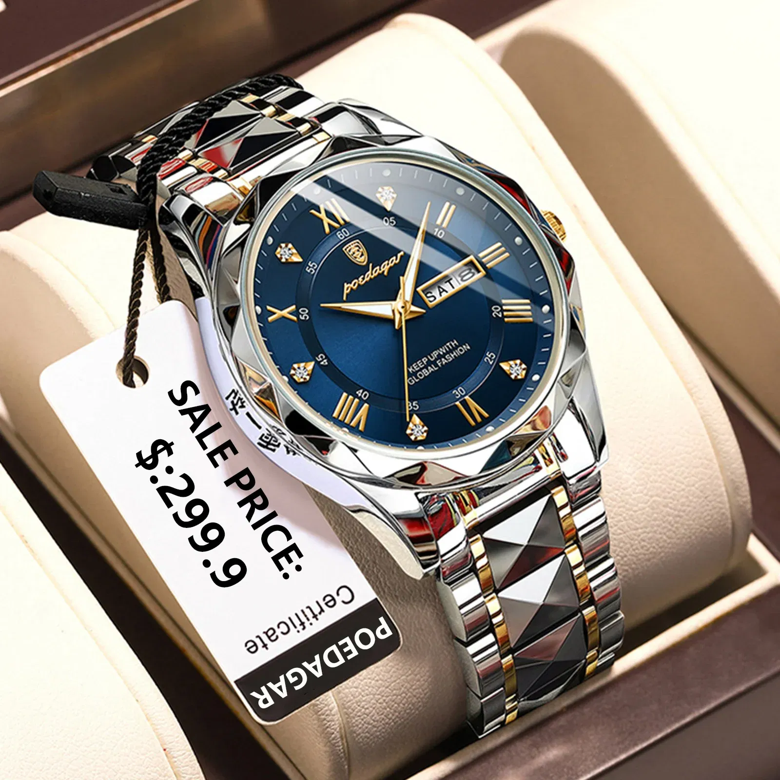 Color: Rose - POEDAGAR Top Luxury Men Quartz Watch For Men Sports Waterproof Luminous Stainless Steel Date Week Men's Watches Male Clock reloj