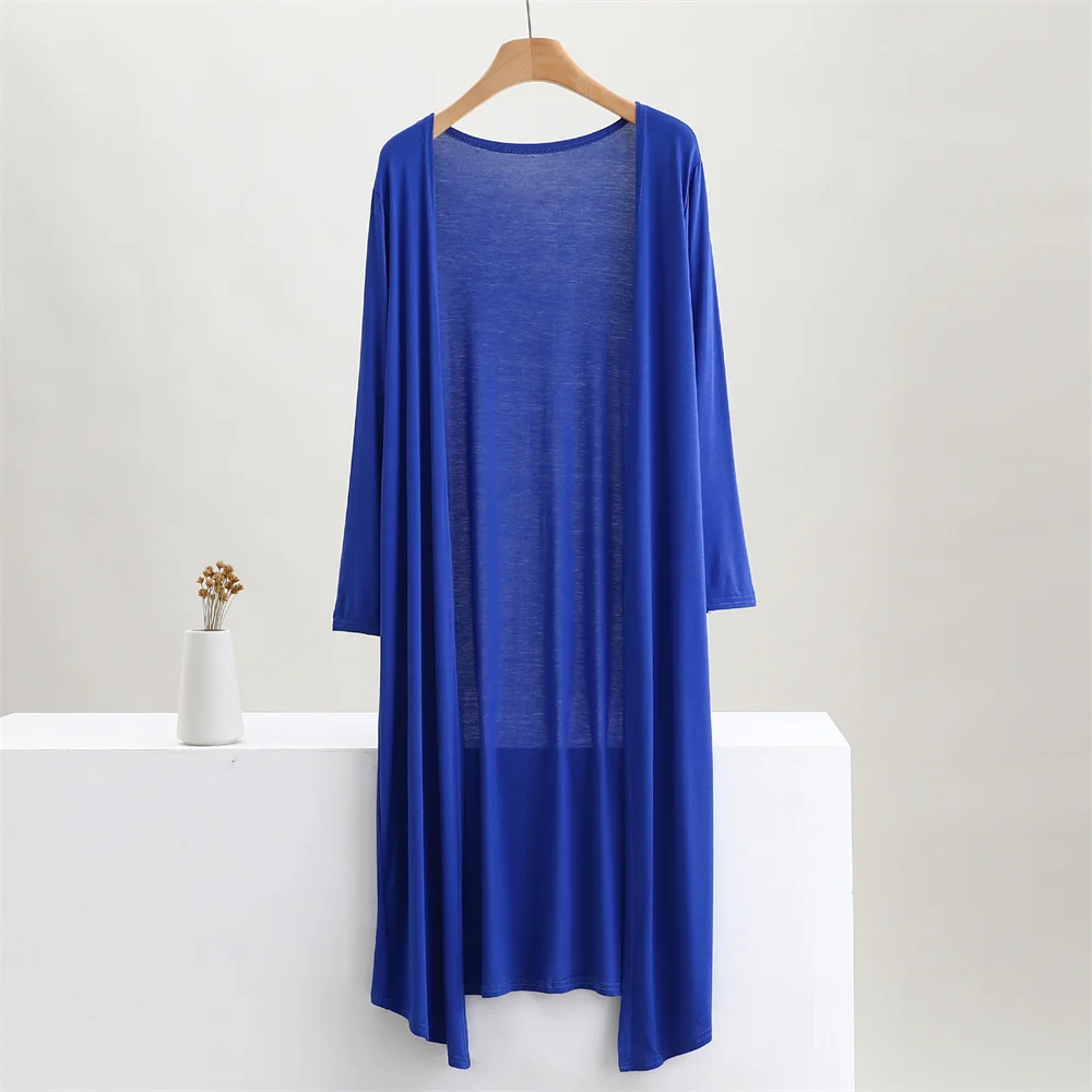 Color: Lavender, Size: One Size - Summer Autumn 12 Colors Women Modal Long Cardigan Female Cotton Sweater Cardigans Long Sleeve Women Casual Coat Ladies Outerwear