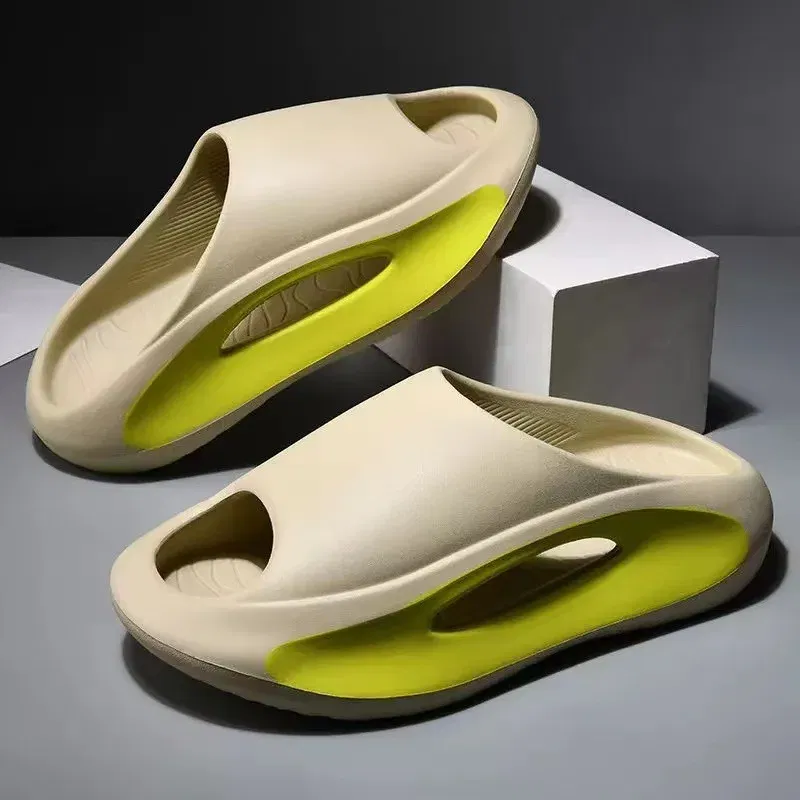Color: Blue, Shoe Size: 42-43 - Summer Slippers Men Women EVA Soft Bottom Indoor Home Slides Sandals Light Beach Shoes Male Slippers Flip Flops Big Size 46 47