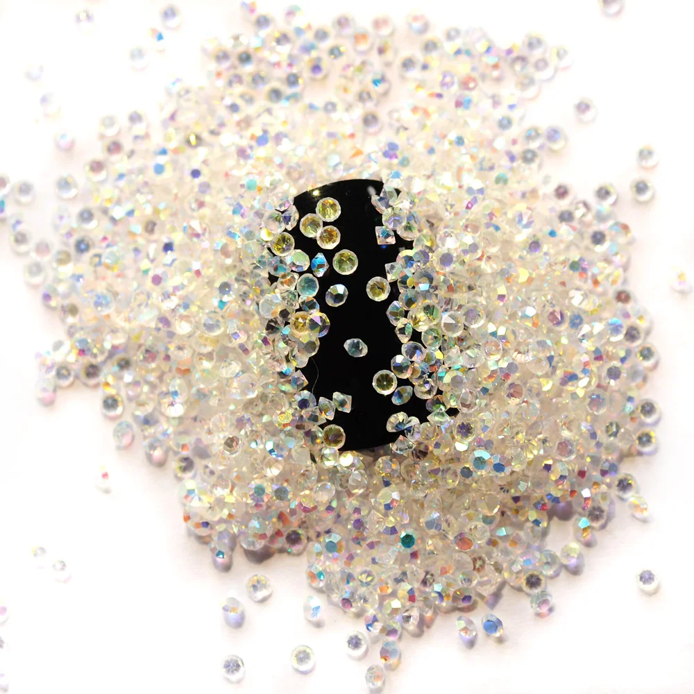 Color: GRAY - 1440pcs Shiny Crystal AB Mini Pixie Nail Rhinestones Glitter 3D Micro Diamonds for Nails Art DIY Accessories