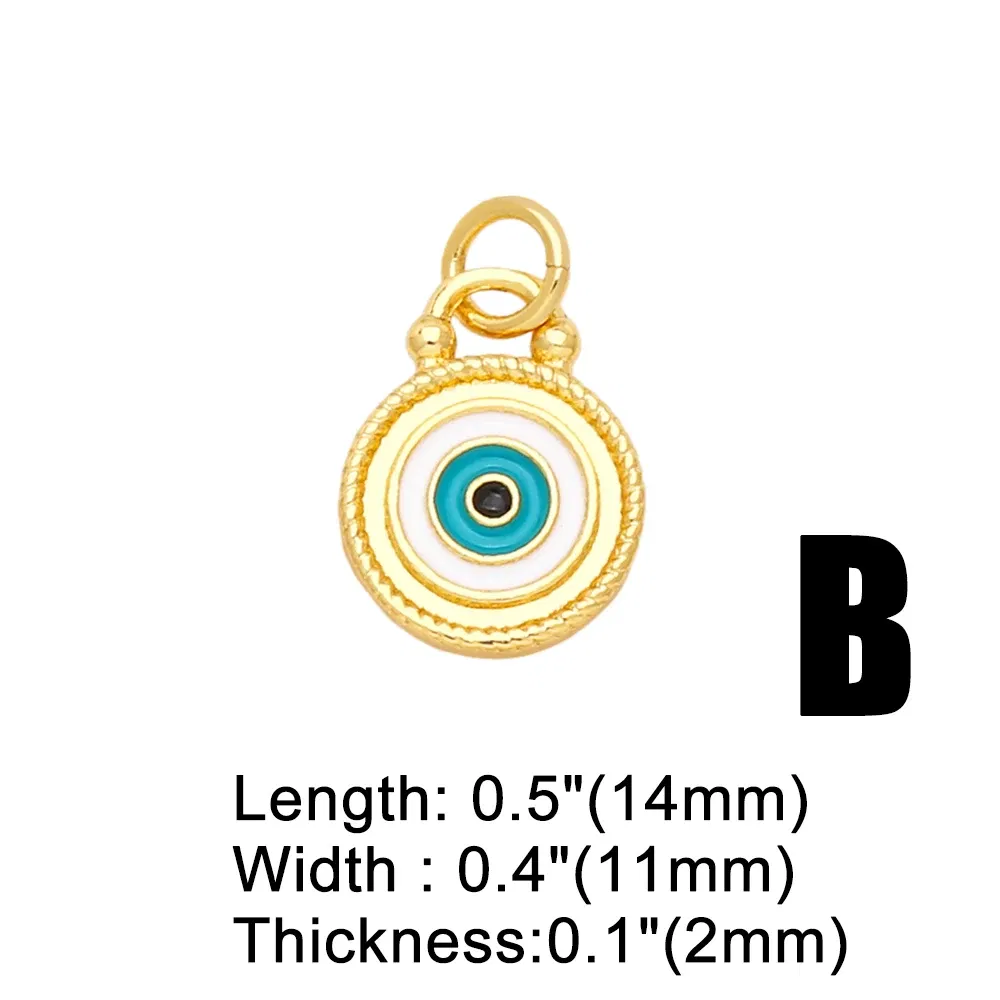 Metal color: Rhodium Plated - OCESRIO Multicolor Little Turkish Eye Bracelet Earring Charm Copper Gold Plated CZ Evil Eye Jewelry Making Supplies chma180