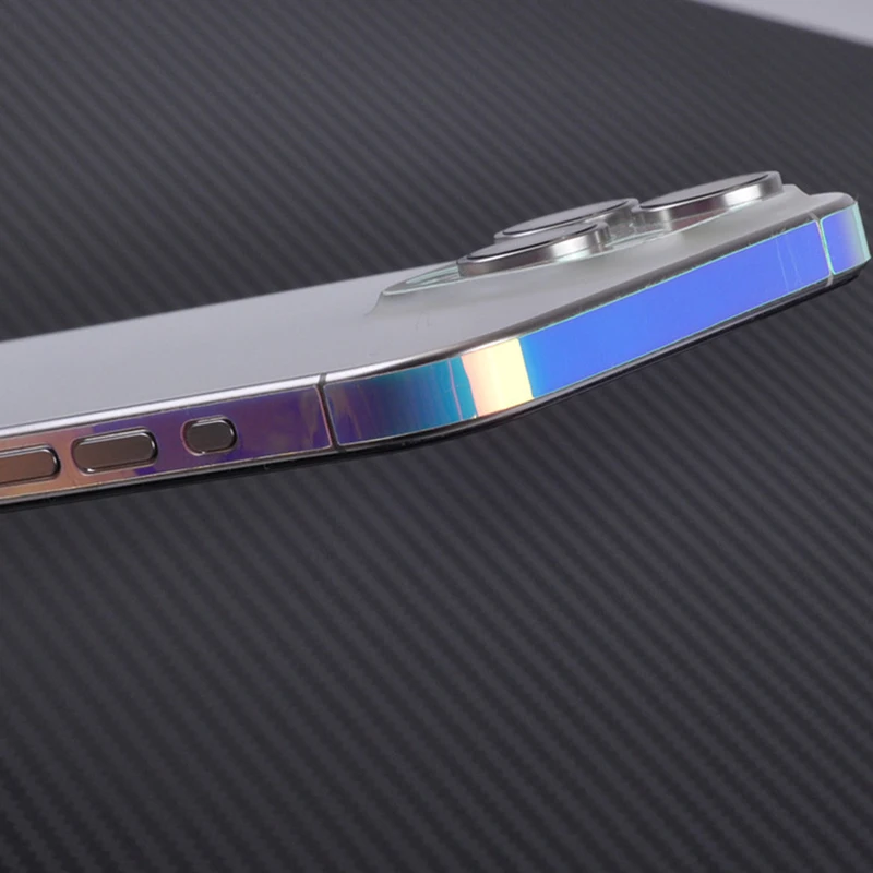 Color: PURPLE - Luminous Edge Film Phone Frame Protective Sticker For IPhone 15 14 13 12 Pro Max Side Skin Anti-Scratch Border Protector