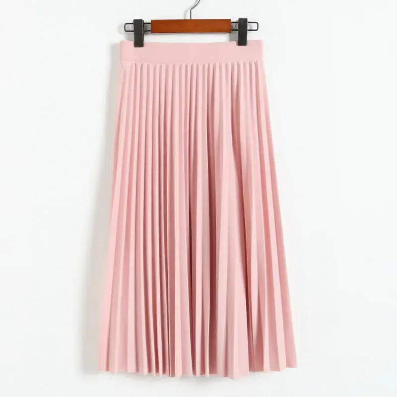 Color: Burgundy, Size: One Size - Spring and Autumn New Fashion Women's High Waist Pleated Solid Color Half Length Elastic Skirt Promotions Lady Black Pink