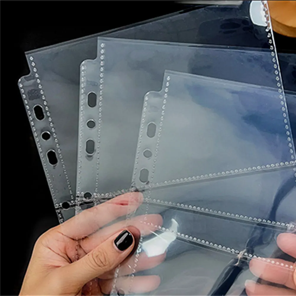 Color: Blue - A5 3/7 Ring Photocards Binder Sleeve 1/2/4/6 Pockets Clear Acid Free 6x4 Photo Album Refill Pages Trading Card Postcard Sleeve