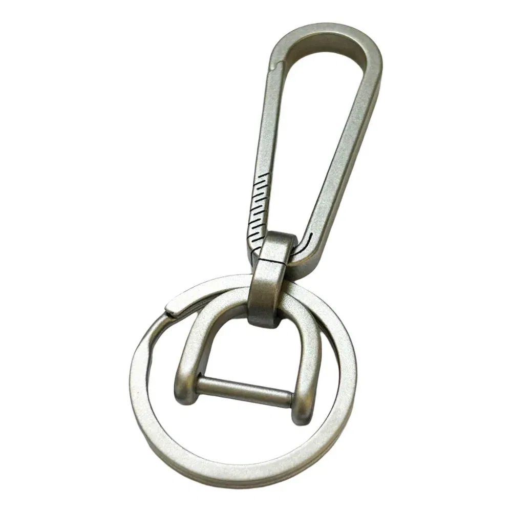 Color: WHITE - High-End Titanium Keychain Men Car Key Chain Key Ring Ultra Lightweight EDC Carabiner Key Holder Outdoor Hiking Buckle Tool Gift