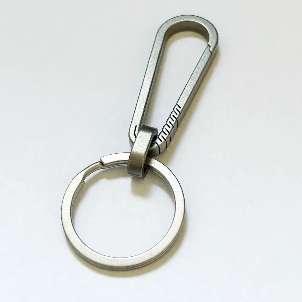 Color: WHITE - High-End Titanium Keychain Men Car Key Chain Key Ring Ultra Lightweight EDC Carabiner Key Holder Outdoor Hiking Buckle Tool Gift