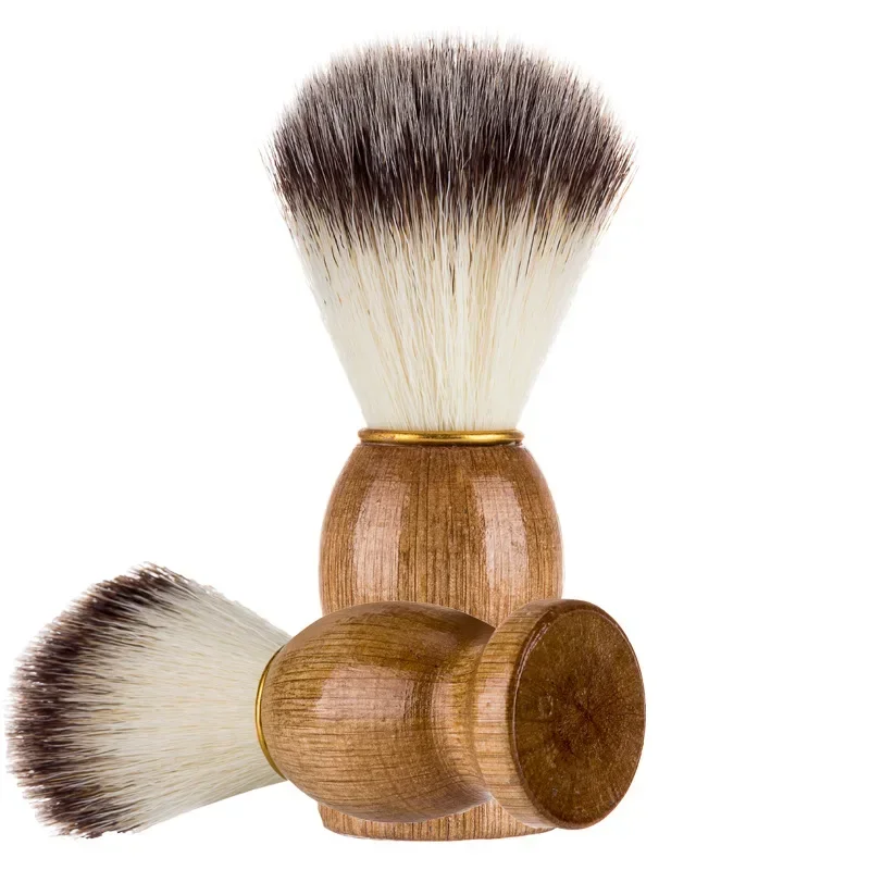 Color: Orange - 1pc High Quality Men Shaving Beard Brush Badger Hair Shave Wooden Handle Facial Cleaning Appliance Pro Salon Tool