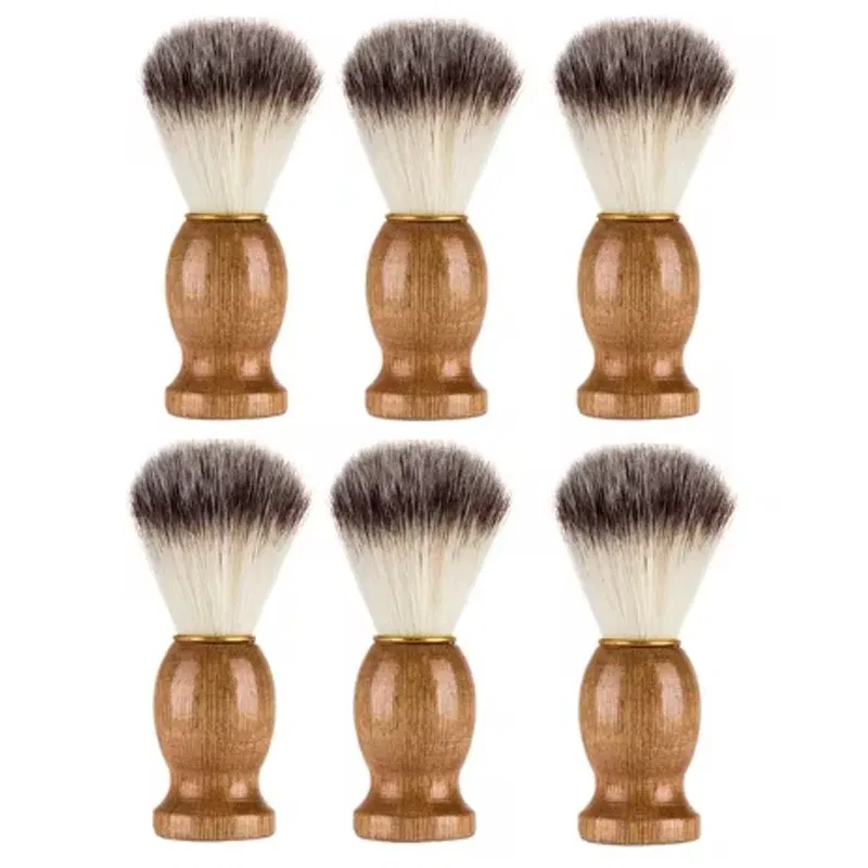 Color: Orange - 1pc High Quality Men Shaving Beard Brush Badger Hair Shave Wooden Handle Facial Cleaning Appliance Pro Salon Tool