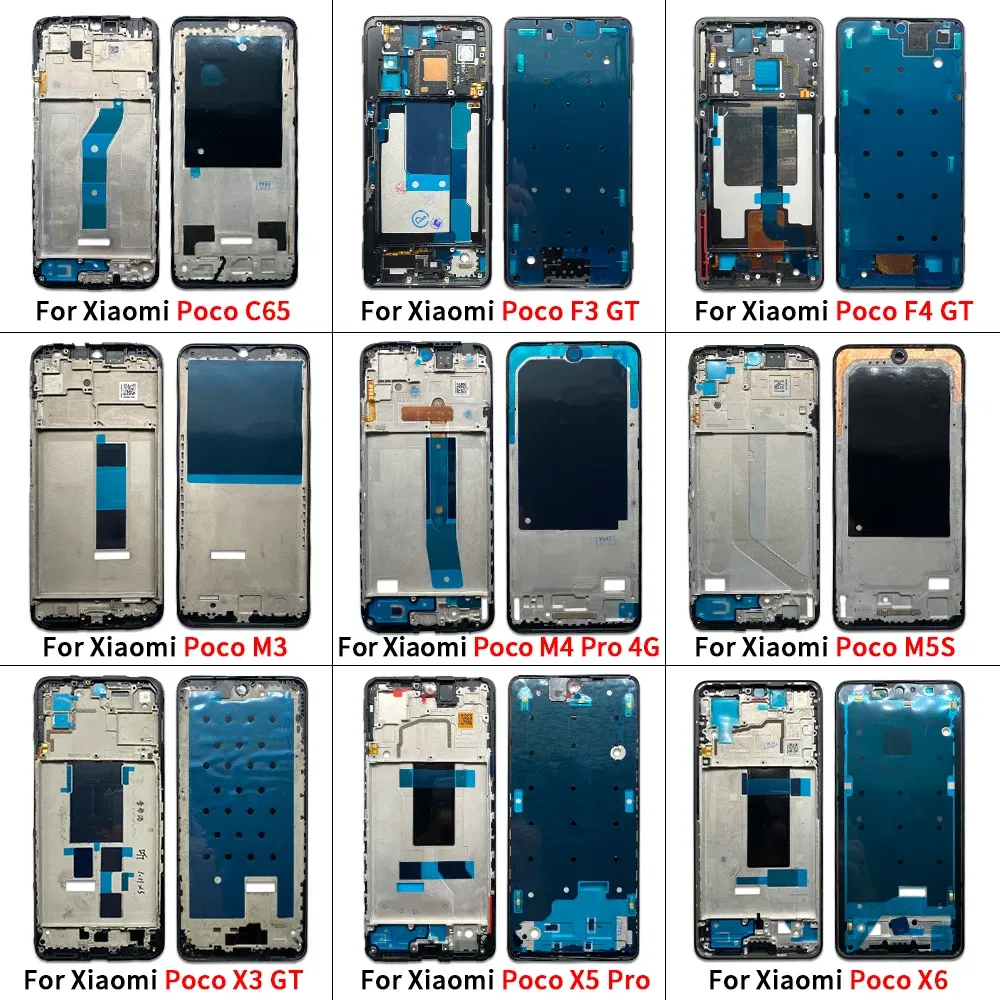 Color: Red - LCD Screen Middle LCD Front Frame Housing Bezel Plate Panel Chassis For Xiaomi Poco C65 X3 F3 F4 GT M3 M4 Pro 4G 5G M5S X5 X6