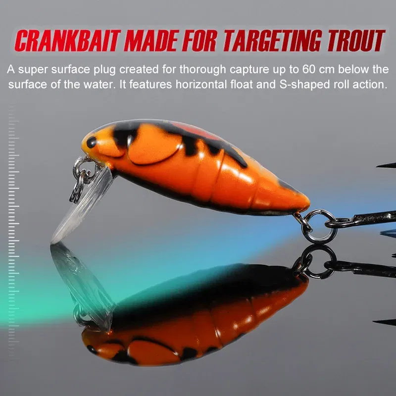 Color: Rubine, Size: 80mm - Noeby Crankbaits 28mm 2g Mini Floating Minnow Fishing Lures Artificial Hard Baits Small Crank Wobblers for Trout Fishing Tackle