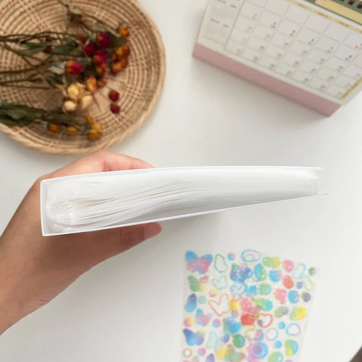 Color: MULTI - Yoofun Sticker Material Collection Holder Storage Book Case Transparent Photo Album Scrapbooking Material Paper Book Stationery