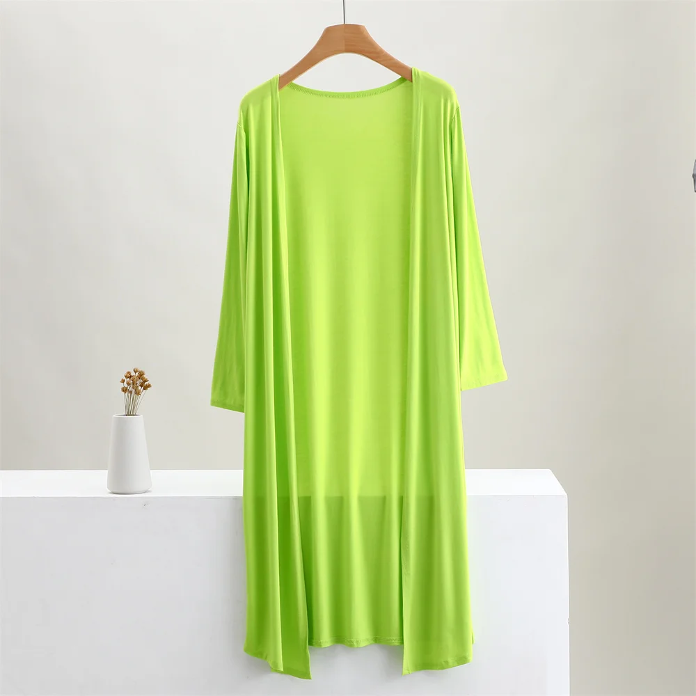 Color: Lavender, Size: One Size - Summer Autumn 12 Colors Women Modal Long Cardigan Female Cotton Sweater Cardigans Long Sleeve Women Casual Coat Ladies Outerwear