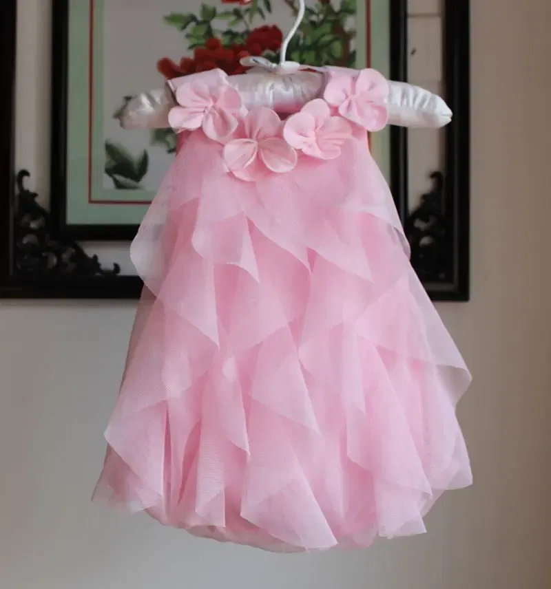 Color: Pink, Kid Size: 9M - Summer Sleeveless Girls Chiffon Dress Flowers Kids Girl Birthday Party Dresses Baby Clothes Vestidos
