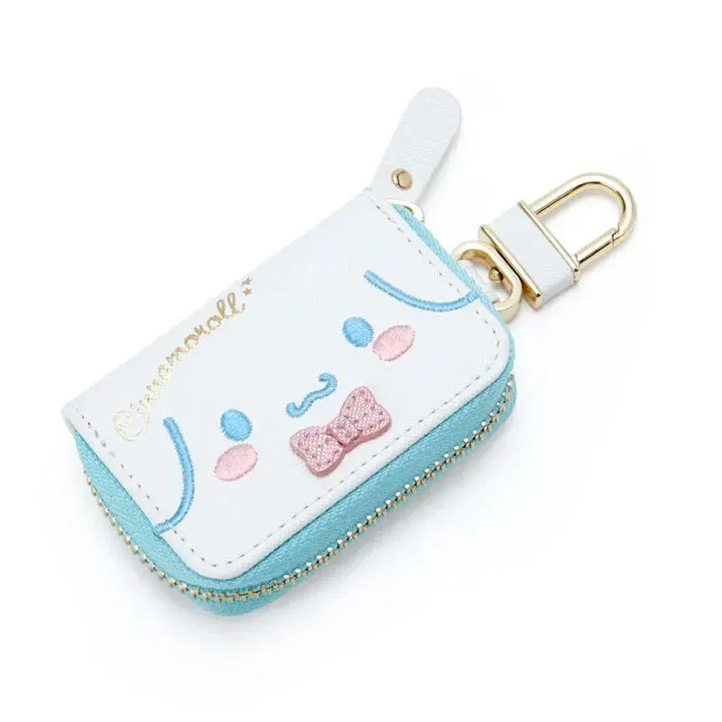 Color: WHITE - Hello Kitty Car Key Case Cover Sanrio Key Organizer Melody Keychain Pouch Cinnamoroll Keychain Wallet Women Coin Purse Keychain
