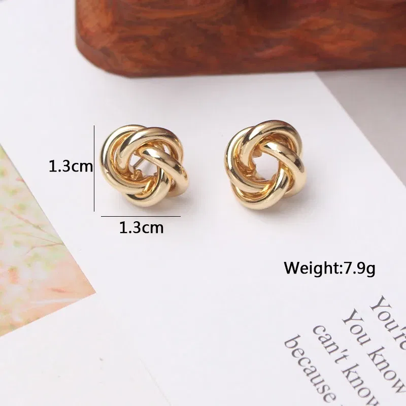 Metal Color: SILVER PLATED - Tiny Metal Stud Earrings for Women Gold Color Twist Round Earrings Small Unusual Earrings boucles d'oreilles Fashion Jewelry