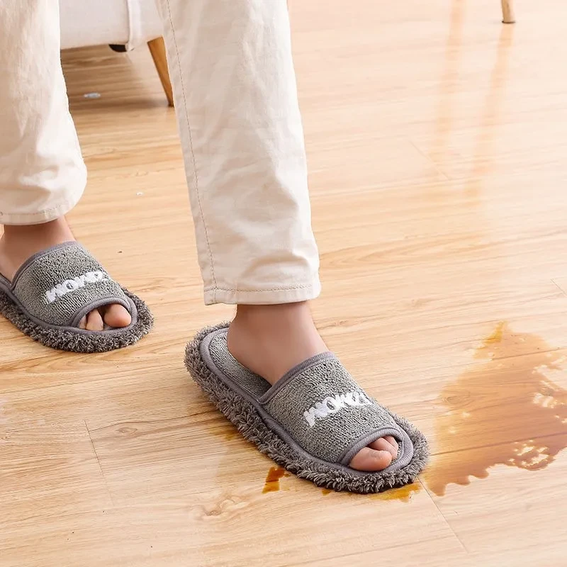 Premium Plush Mop Slippers with Detachable, Washable Bottoms