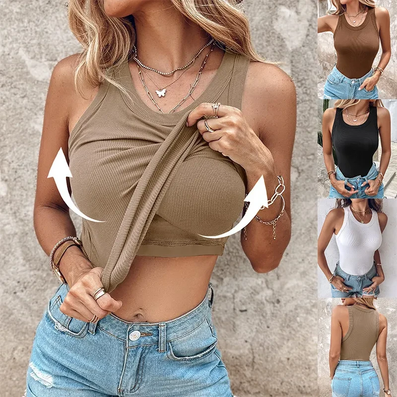 ChicMe Built-in Bra Ribbed Round Neck Tank Top