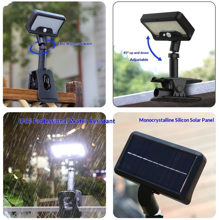 Solar-Powered Outdoor Clip-on Light with Motion Detector