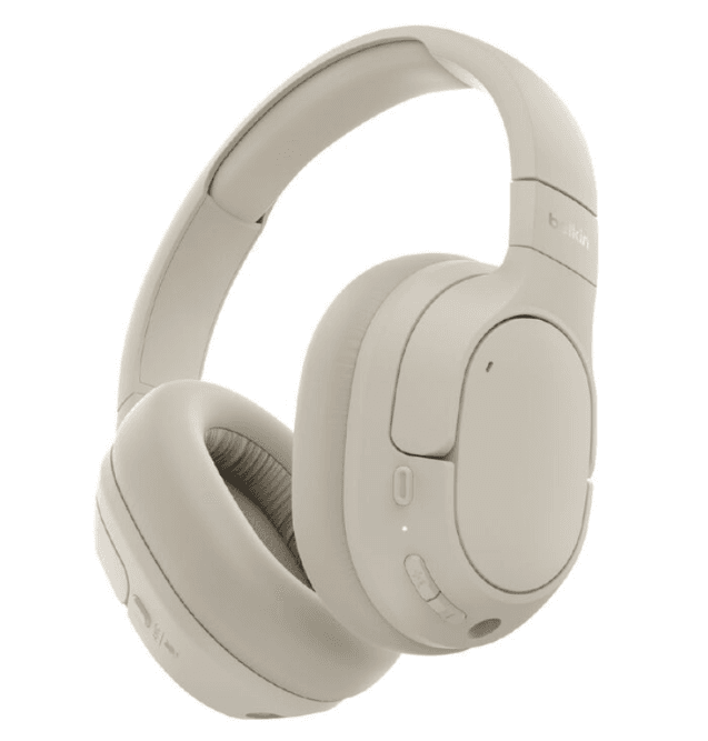 Belkin SoundForm Isolate Noise Cancelling Over-Ear Headphones – Sand – Premium Sound, Total Focus