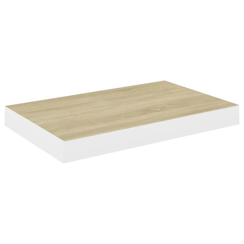 Floating Wall Shelves 2 pcs Oak and White 15.7"x9.1"x1.5" MDF
