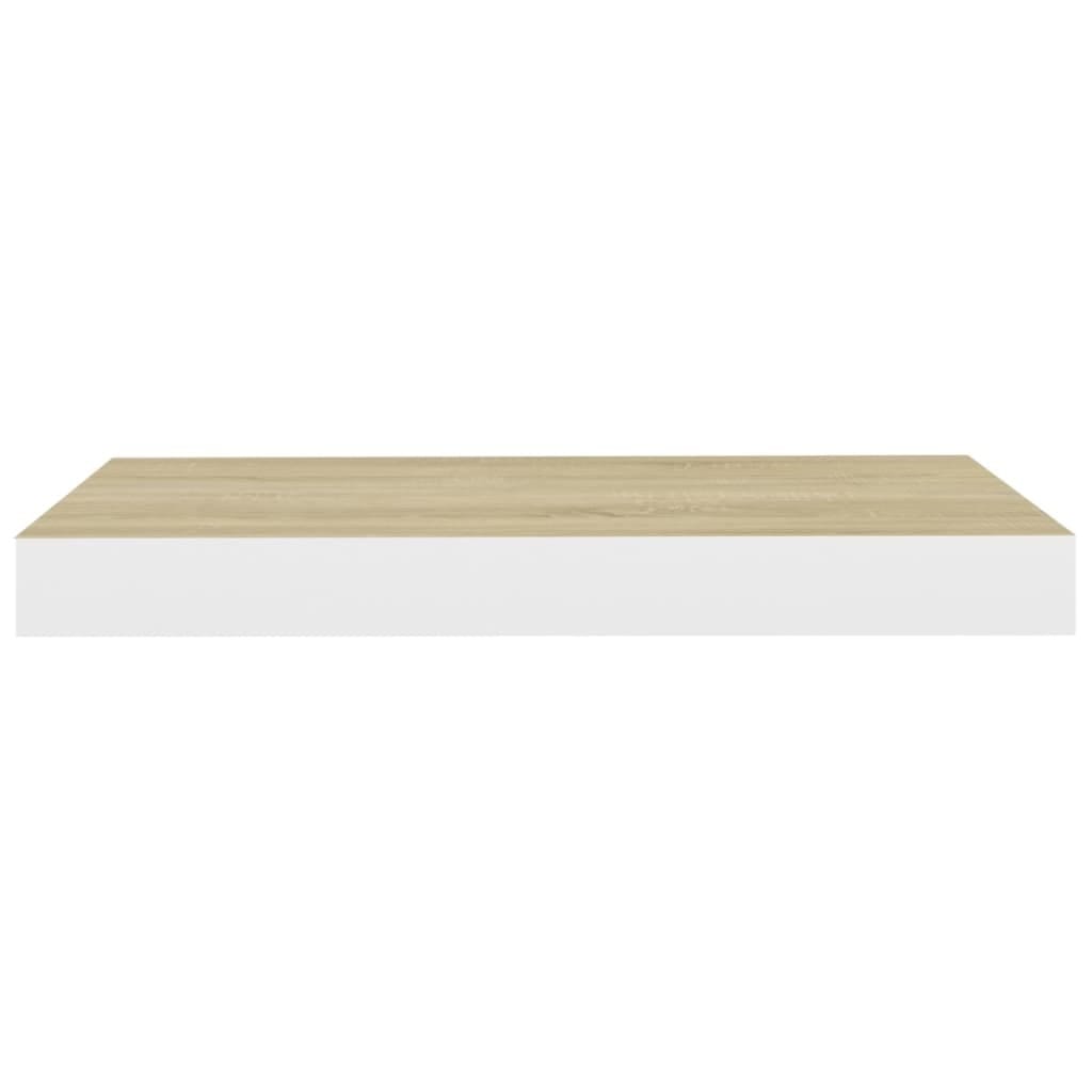 Floating Wall Shelves 2 pcs Oak and White 15.7"x9.1"x1.5" MDF
