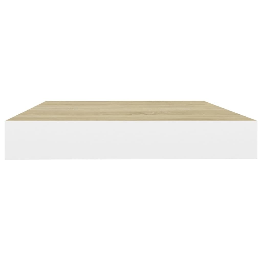 Floating Wall Shelves 2 pcs Oak and White 15.7"x9.1"x1.5" MDF