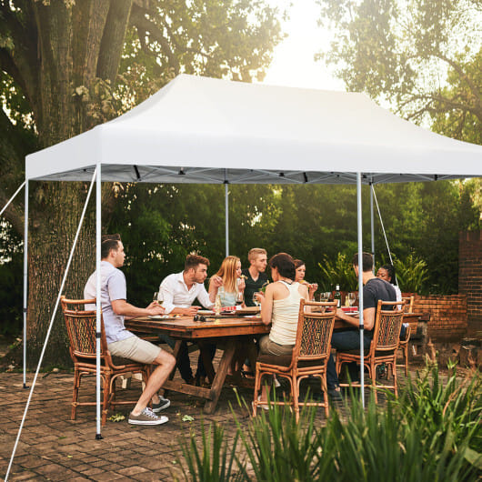 10 x 20 Feet Outdoor Pop-Up Patio Folding Canopy Tent-White - Color: White