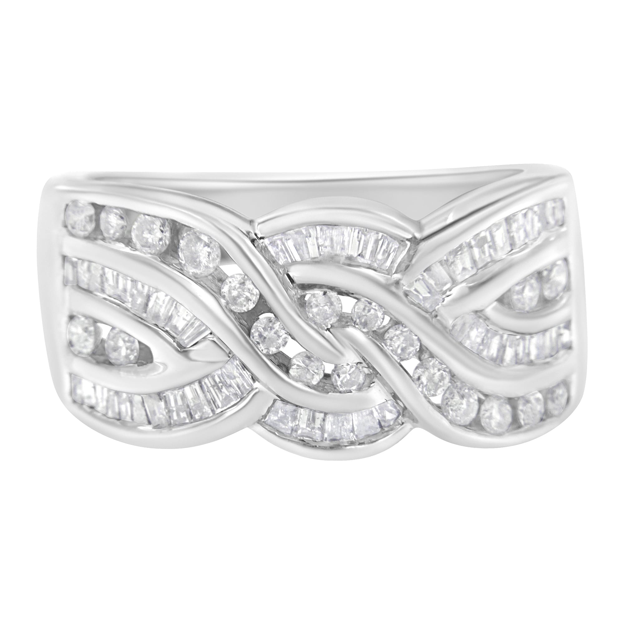 10K White Gold Diamond Bypass Ring (1 Cttw, H-I Color, I1-I2 Clarity) - Size 7