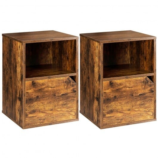 Set of 2 Nightstands Side End Table for Living Room-White